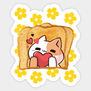 Funny Cat Flower Toast Sticker